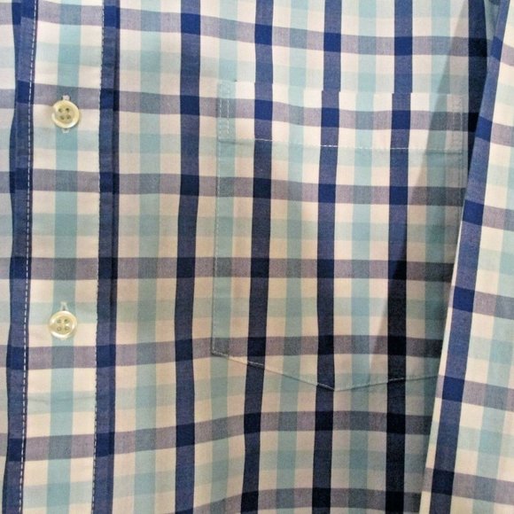 Izod Mens Long Sleeve Oxford sz L Blue Plaid Button Down - Picture 3 of 10